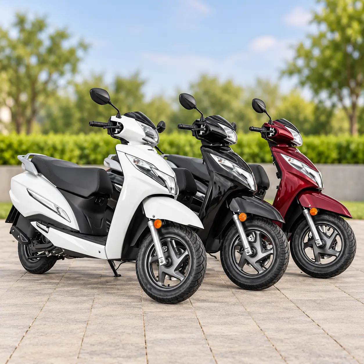 Üçlü Modern Scooter Vitrini Activa 125 yeni kasa görseli